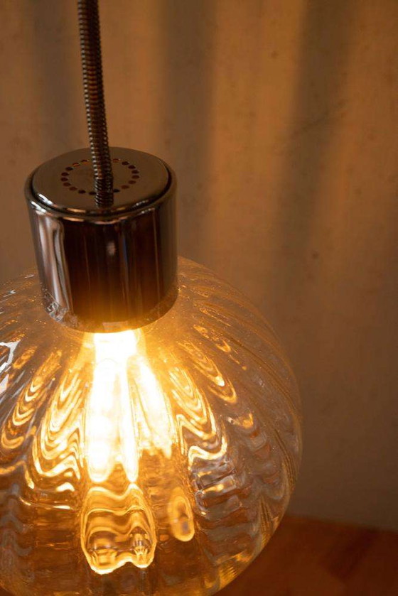 Image 1 of Space age glass ball lamp, midmod glass pendant sixties 60s