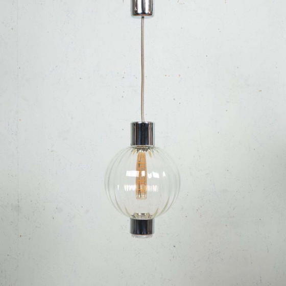 Image 1 of Space age glass ball lamp, midmod glass pendant sixties 60s