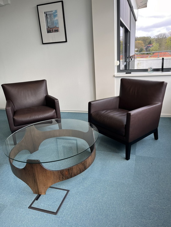 Image 1 of 2x Montis Leather armchair + with glass table