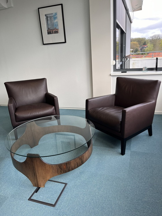 Image 1 of 2x Montis Leather armchair + with glass table