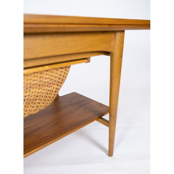 Image 1 of Vintage oak and teak coffee and sewing table, Denmark 1960