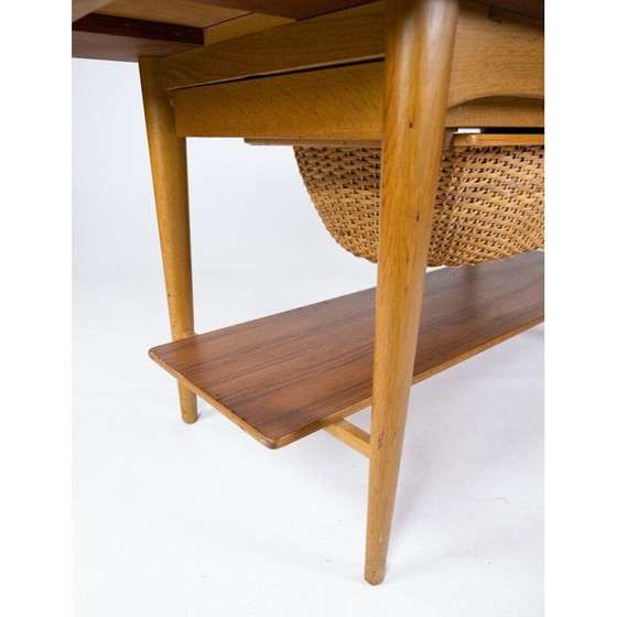Image 1 of Vintage oak and teak coffee and sewing table, Denmark 1960