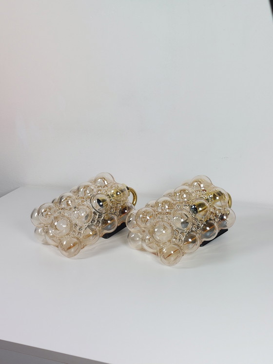 Image 1 of helena tynell glashütte limburg wall lamps bubble glass brass