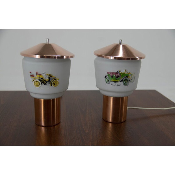 Image 1 of Pair of vintage glass bedside lamps by Lustry Kamenicky Senov, Czechoslovakia 1970