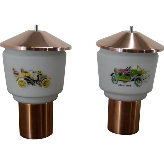 Image 1 of Pair of vintage glass bedside lamps by Lustry Kamenicky Senov, Czechoslovakia 1970