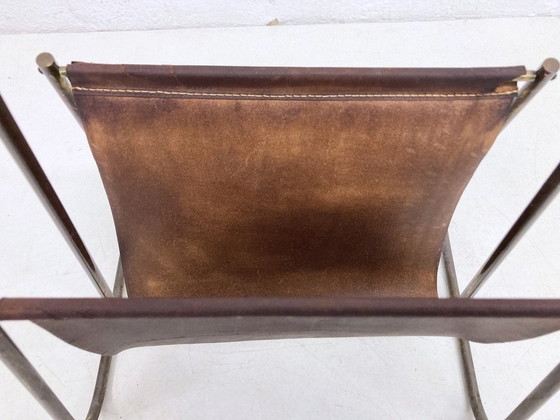 Image 1 of Mid - Century magazine rack brass leather Carl Auböck model 4019