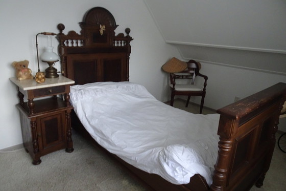 Image 1 of Antique Single Bed 90X190 Cm Incl Spiral Base And Matrasas