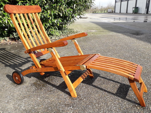 Chaise longue à roulettes en teck Wooddens n° 2