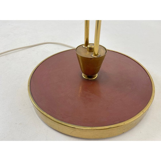 Image 1 of Mid century Art deco brass with patina and opaline glass floor lamp, 1930s