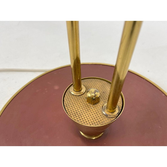 Image 1 of Mid century Art deco brass with patina and opaline glass floor lamp, 1930s