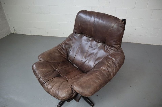 Image 1 of Leather Swivel Lounge Chair By Gerald Easden For Module Furniture, 1960'S