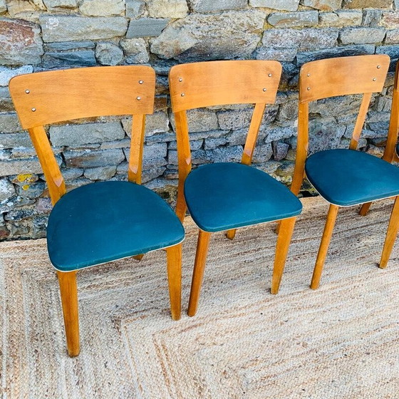 Image 1 of Set of 4 vintage wooden bistro chairs