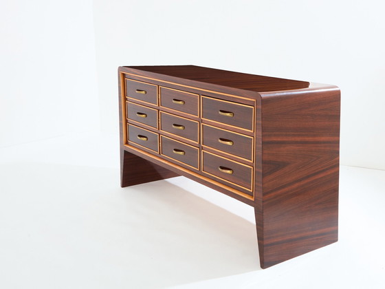 Image 1 of Paolo Buffa Rosewood Sycamore And Brass Chest Of Drawers 1940S