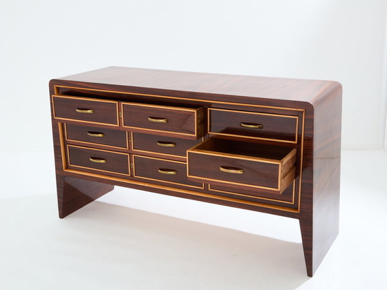 Image 1 of Paolo Buffa Rosewood Sycamore And Brass Chest Of Drawers 1940S