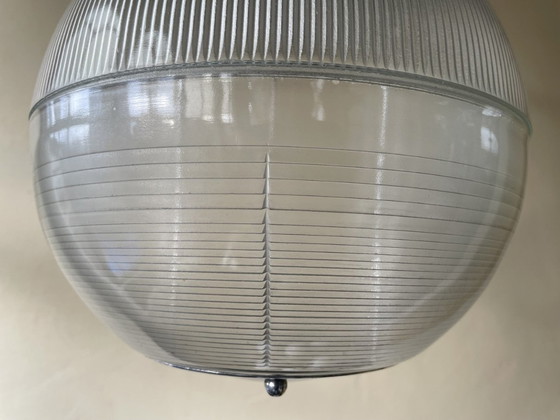 Image 1 of Lampada a sospensione anni '40 in vetro pressato Holophane francese