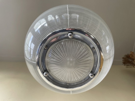 Image 1 of Lampada a sospensione anni '40 in vetro pressato Holophane francese