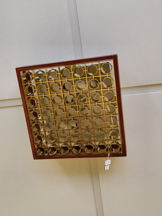 Image 1 of Lampada a sospensione vintage Alda, in buone condizioni vintage, con lievi tracce d&#39;uso. Dimensioni: L 28 x P 28 x A 6,8 cm.