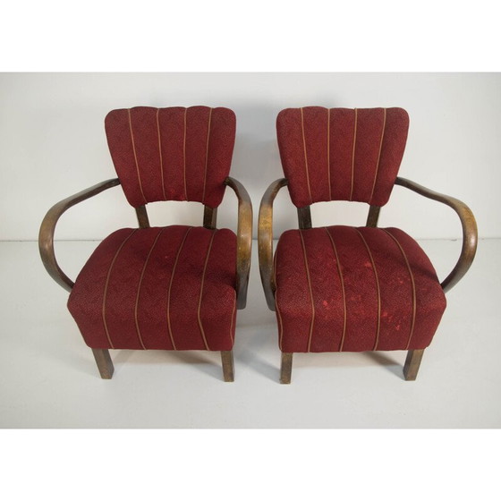 Image 1 of Pair of vintage armchairs model H-237 for Halabala, Czechoslovakia