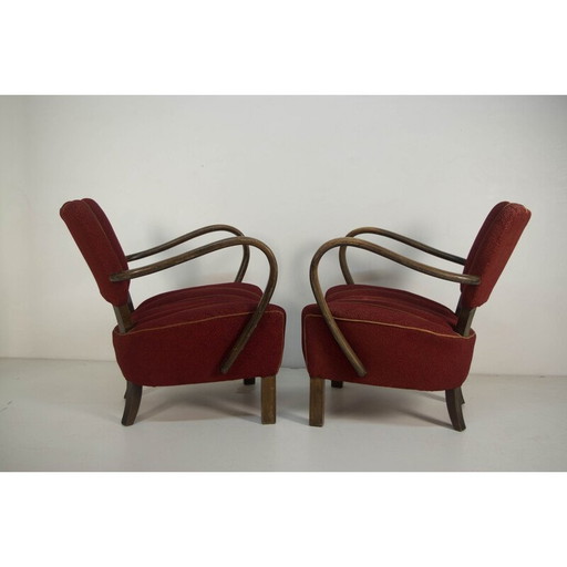 Pair of vintage armchairs model H-237 for Halabala, Czechoslovakia