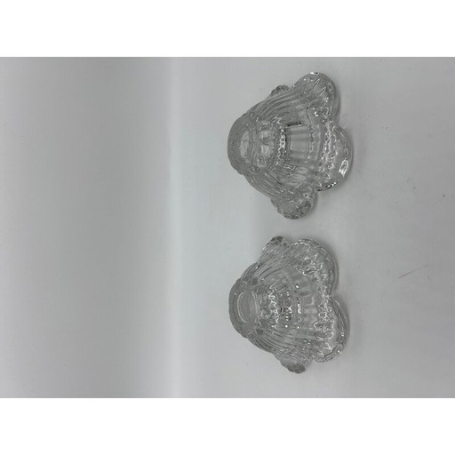 Pair of vintage flower crystal candlesticks by Pierre d'Avesn, 1950