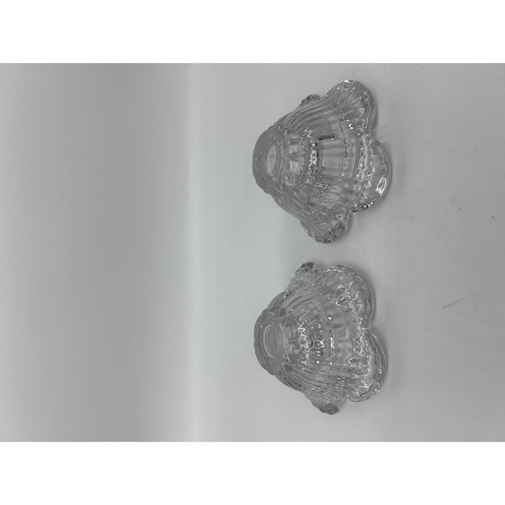 Image 1 of Pair of vintage flower crystal candlesticks by Pierre d'Avesn, 1950