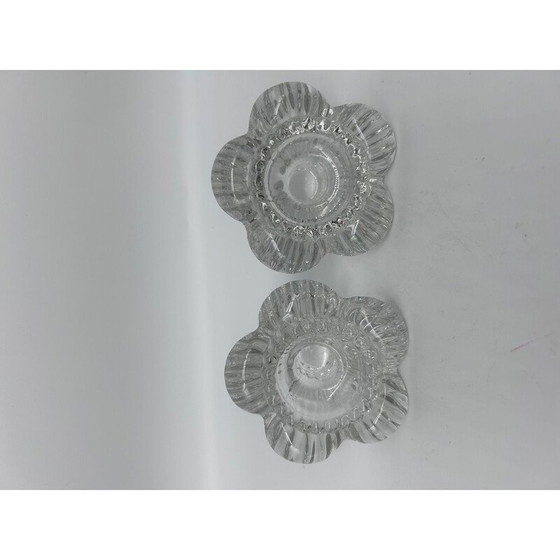 Image 1 of Pair of vintage flower crystal candlesticks by Pierre d'Avesn, 1950