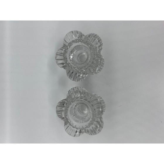 Image 1 of Pair of vintage flower crystal candlesticks by Pierre d'Avesn, 1950