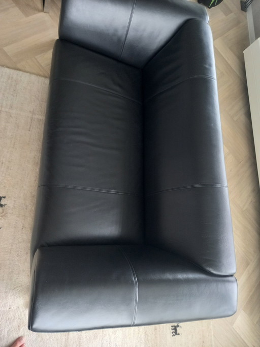 Rolf Benz Sofa Black Leather Damage Free