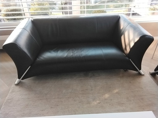 Rolf Benz Sofa Black Leather Damage Free