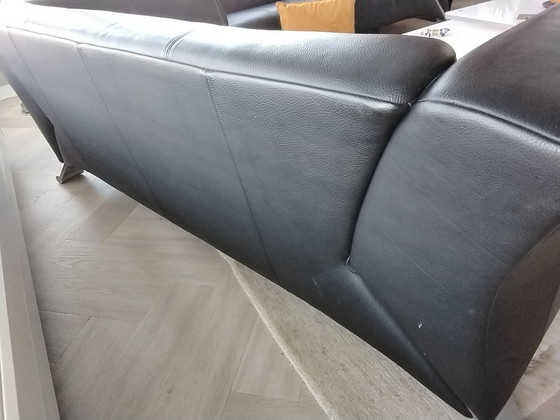 Image 1 of Rolf Benz Sofa Black Leather Damage Free