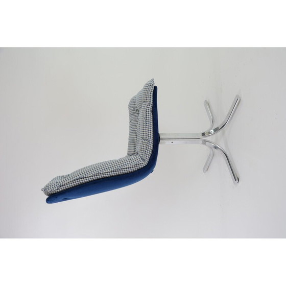 Image 1 of Set of 4 vintage chrome swivel chairs blue