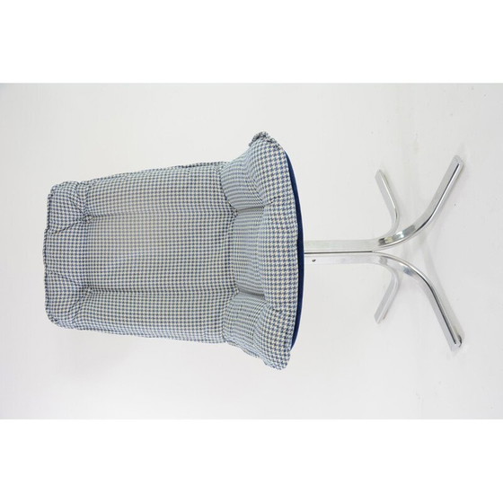 Image 1 of Set of 4 vintage chrome swivel chairs blue