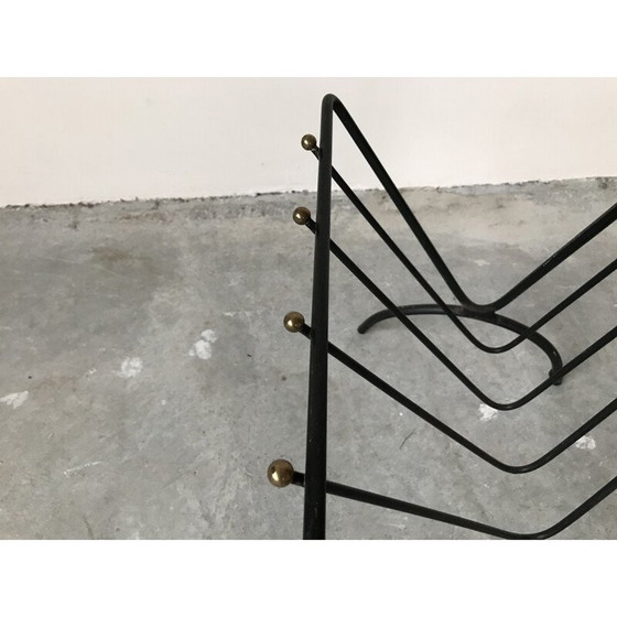 Image 1 of Portariviste vintage in metallo laccato nero e ottone, Francia 1950