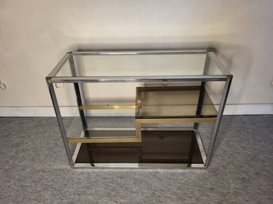 Image 1 of Display Shelf 70's Metal & Smoked Glass