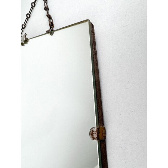 Image 1 of Vintage French wall mirror with chrome fittings, 1950