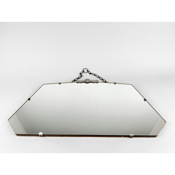 Image 1 of Vintage French wall mirror with chrome fittings, 1950