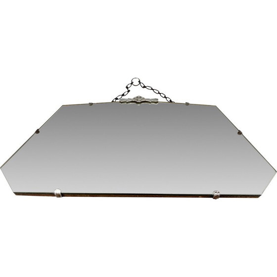 Image 1 of Vintage French wall mirror with chrome fittings, 1950