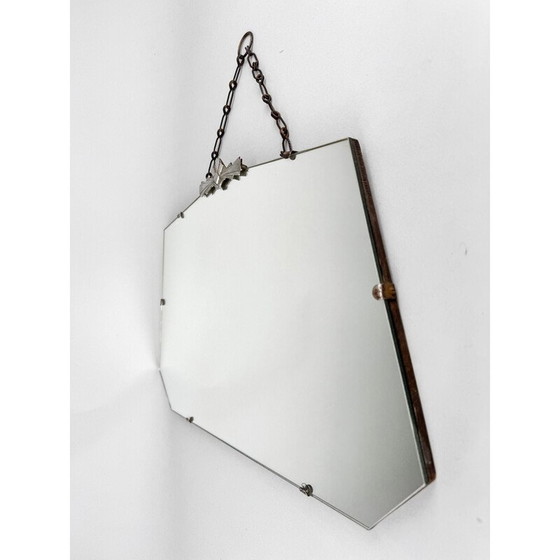 Image 1 of Vintage French wall mirror with chrome fittings, 1950