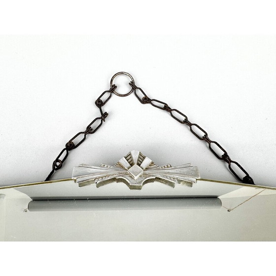 Image 1 of Vintage French wall mirror with chrome fittings, 1950