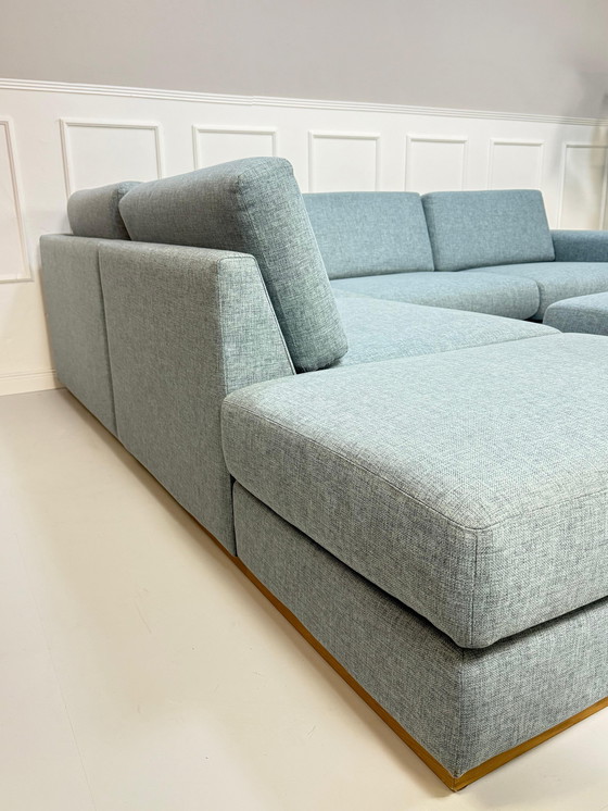 Image 1 of Bolia Sepia Sofa Designer Blue Fabric Couch 5 Seater + Stool