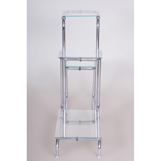 Image 1 of Portafiori vintage in vetro e cromo, Repubblica Ceca, anni '30