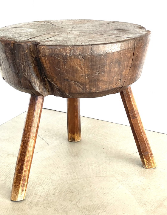 Image 1 of Large Brutalist Solid Oak Side or Coffee Table 