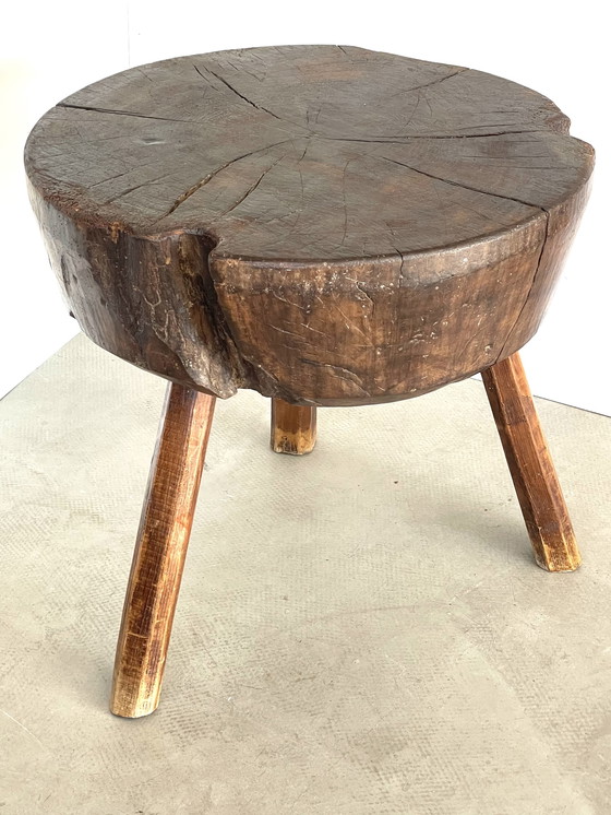 Image 1 of Large Brutalist Solid Oak Side or Coffee Table 