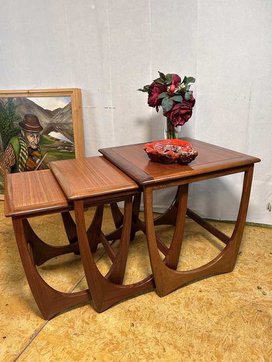 Image 1 of Mid-Century Retro Vintage Teak Nest Of Tables By Gplan 1960