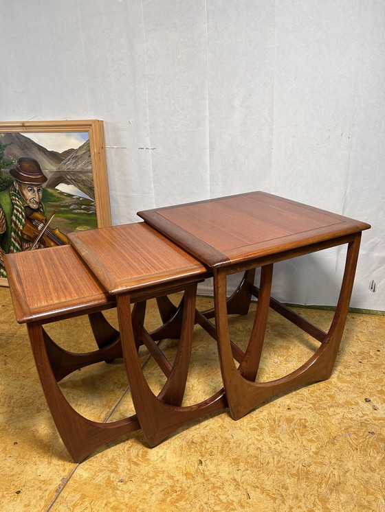 Image 1 of Mid-Century Retro Vintage Teak Nest Of Tables By Gplan 1960