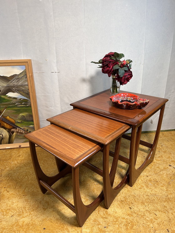 Image 1 of Mid-Century Retro Vintage Teak Nest Of Tables By Gplan 1960