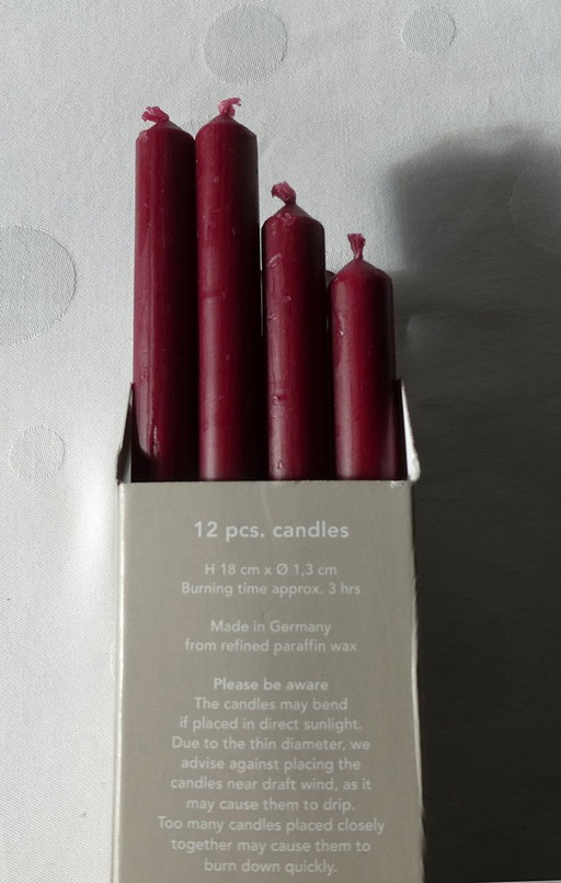 3 Excellent Received Candlesticks, Bmf, Nail "plug-in system", Expandable, Plus 12 Bordeaux Red, White Or Gray Candles, 70Er