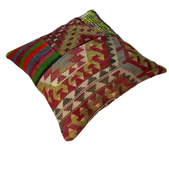 Image 1 of Fodera per cuscino patchwork Kilim turco vintage 45 x 45 cm