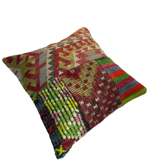 Image 1 of Housse de coussin vintage en patchwork Kilim turc 45 x 45 cm