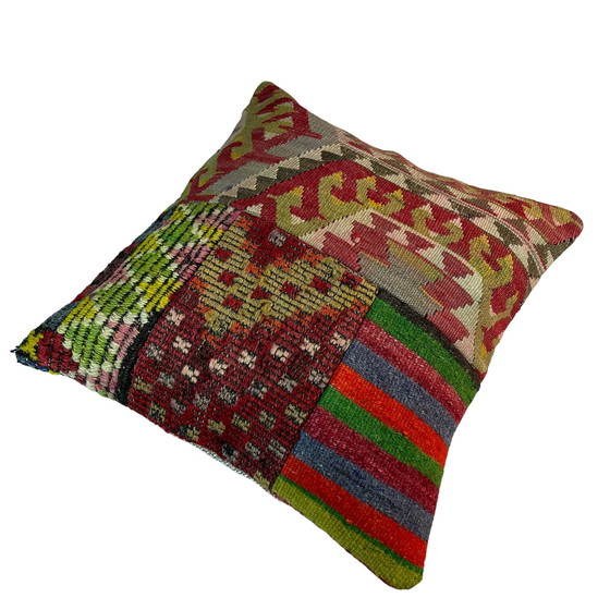 Image 1 of Fodera per cuscino patchwork Kilim turco vintage 45 x 45 cm